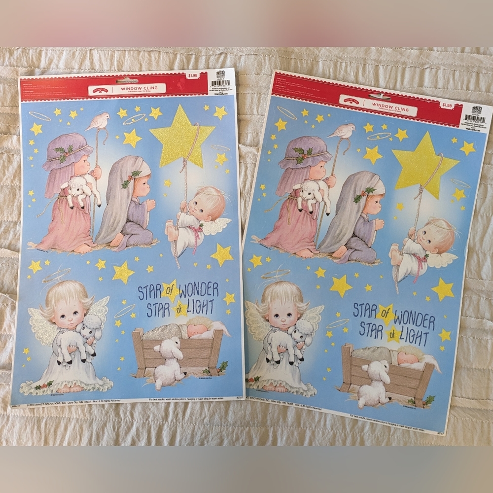 Set of 2 - Star of Wonder Star of Light Holiday Window Cling